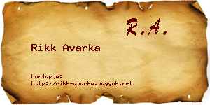 Rikk Avarka névjegykártya